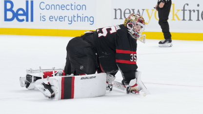 Ullmark's diving stick save