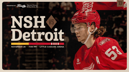 PREVIEW: Red Wings welcome Predators for Thanksgiving Eve clash on Wednesday