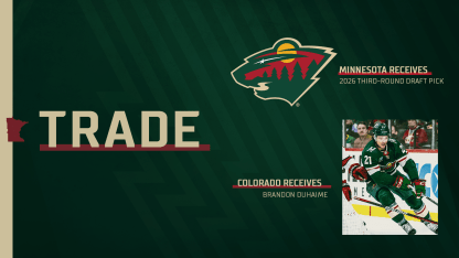 Minnesota Wild Trades Duhaime for 2026 Draft Picks 030724