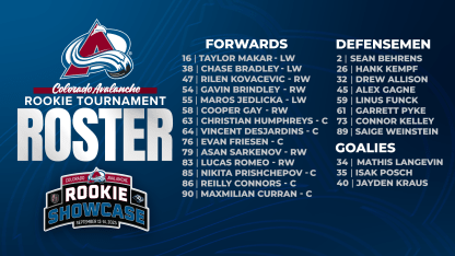 Avalanche Announce 2025 Rookie Showcase Roster