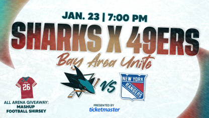 Sharks host Sharks x 49ers Bay Area Unite game presented by Ticketmaster on January 23 at SAP Center