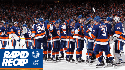 Isles first playoff win graphic