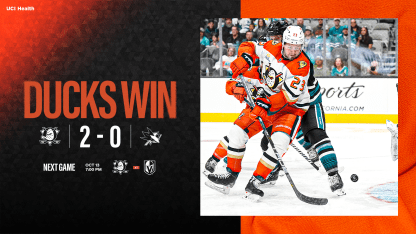 Recap: Ducks Shutout Rival Sharks in Season-Opening Win