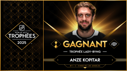 Anze Kopitar remporte son troisième trophée Lady Byng