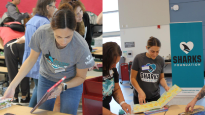 Sharks Foundation refreshes elementary school library as part of the Goals for Kids program
