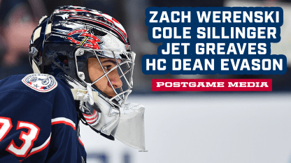 Zach Werenski, Cole Sillinger, Jet Greaves and HC Dean Evason - CBJ vs. Leafs | Postgame Media