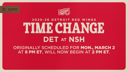 Red Wings vs. Predators Game on Monday, March 2 to Start at 1 p.m. CT / 8 p.m. CET