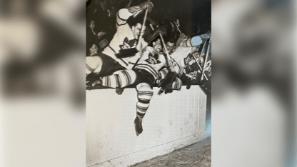 Toronto Maple Leafs captured at moment of victory in 1947 Stanley Cup Final