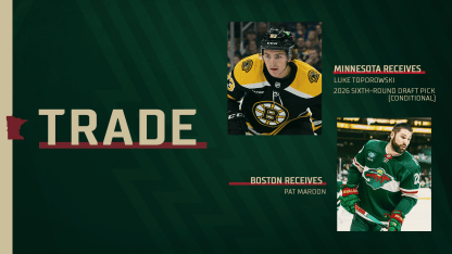 Minnesota Wild Acquires Luke Toporoski and a Conditional 2026 Draft Pick from the Boston Bruins in exchange for Pat Maroon