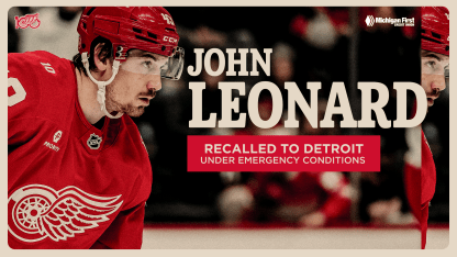 Red Wings recall John Leonard from Grand Rapids under emergency conditions