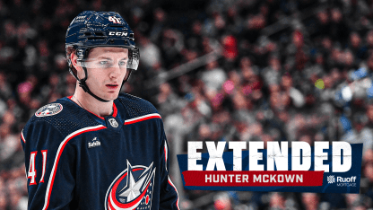 blue jackets sign hunter mckown to one year extension
