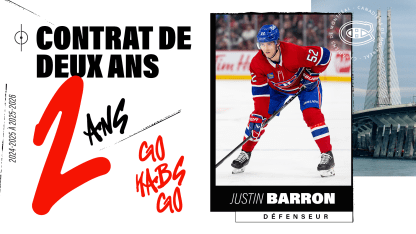 Contrat de deux ans pour Justin Barron