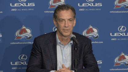 Joe Sakic press conference media Denver playoffs 2018 April 23