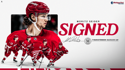 Red Wings re-sign Moritz Seider to seven-year contract