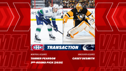 Canadiens acquire Tanner Pearson and a 2025 3rd-round pick from Vancouver