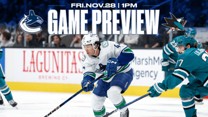 Canucks Continue California Swing with Early Friday Game Against Sharks