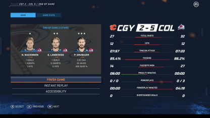 NHL 20 Stats CGY Game simulation
