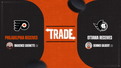 FLYERS ACQUIRE MAXENCE GUENETTE FROM OTTAWA IN EXCHANGE FOR DENNIS GILBERT 