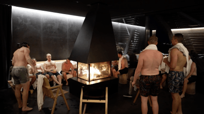 Stars players experience sauna in Helsinki, Finland