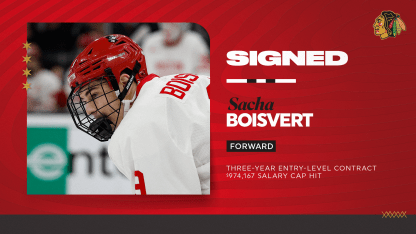 RELEASE: Blackhawks Sign Sacha Boisvert to Three-Year, Entry-Level Contract