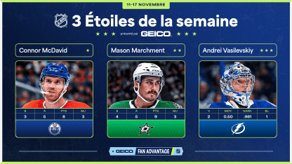 McDavid, Marchment et Vasilevskiy sont les trois étoiles de la semaine