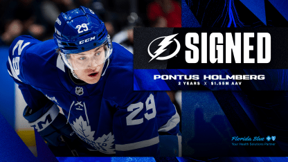 LIGHTNING SIGN FORWARD PONTUS HOLMBERG TO A TWO-YEAR CONTRACT