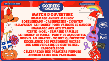 Les Canadiens dévoilent leurs soirées thématiques pour 2025-2026