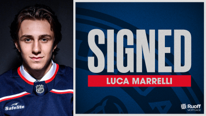 blue jackets sign draft pick luca marrelli to three year contract