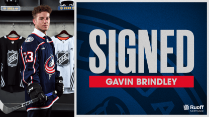 gavin brindley signs entry level contract with blue jackets
