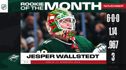 Jesper Wallstedt named NHL rookie of the month for November 2025