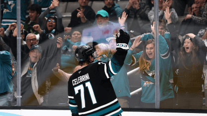 Celebrini completes hat trick in OT, Sharks recover to defeat Mammoth