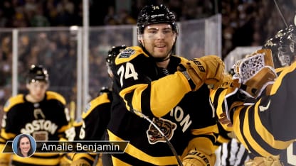 DeBrusk gets his 1st 2 outdoor goals for Bruins in Winter Classic victory