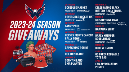Capitals Announce 2023-24 Promotional Schedule