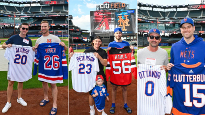 Vesey, Haula, Clutterbuck visit Mets during hockey jersey night