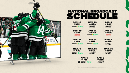 Stars to appear on national TV 14 times during 2024-25 season 