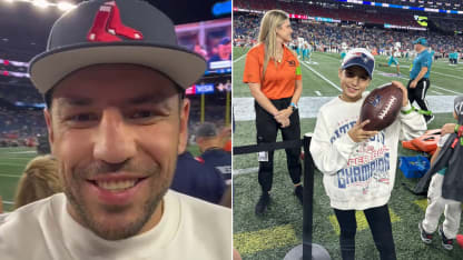 Lucic checks in from Patriots game with daughters