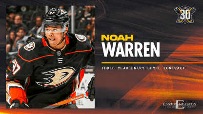 NHLDucks have signed D Noah Warren to a three-year, entry-level contract.  The 19 year old was a 2022 2nd round pick (#42), had 20 points…