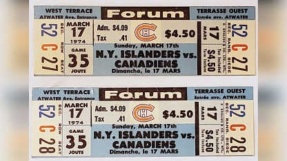 Unused Canadiens tickets unique keepsakes from 1974 St. Patrick's