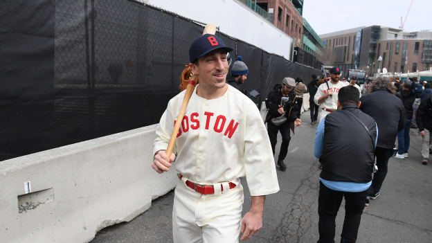 Photos: Bruins Arrive at Fenway in Red Sox Uniforms