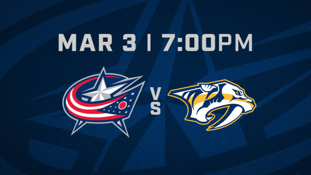 TUESDAY, MARCH 3 AT 7 PM VS. NASHVILLE PREDATORS