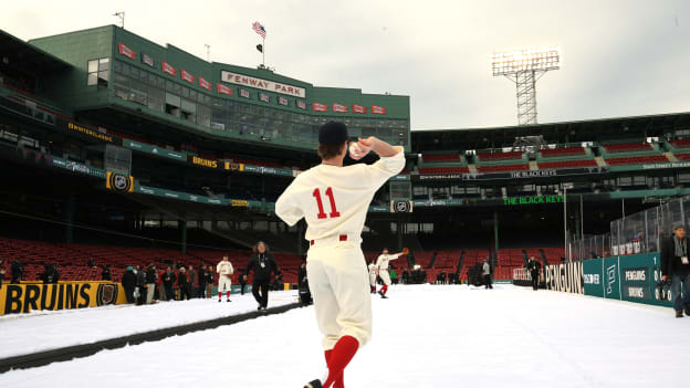 Photos: Bruins Arrive at Fenway in Red Sox Uniforms