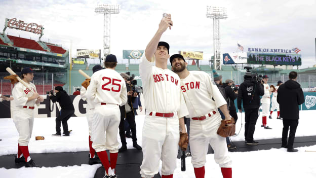 Photos: Bruins Arrive at Fenway in Red Sox Uniforms