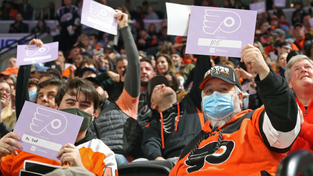 Flyers fans supporting Hockey Fights Cancer