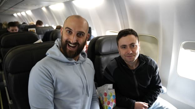 Photos: Bruins Siblings Trip | Flight to Dallas