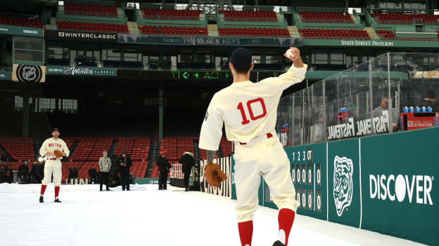 Photos: Bruins Arrive at Fenway in Red Sox Uniforms
