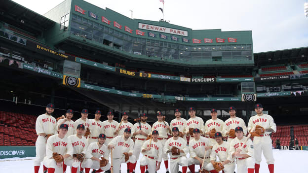 Photos: Bruins Arrive at Fenway in Red Sox Uniforms