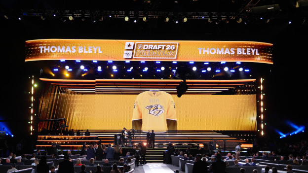 2026 NHL Draft: Wide Shot of Stage When Bleyl is Drafted