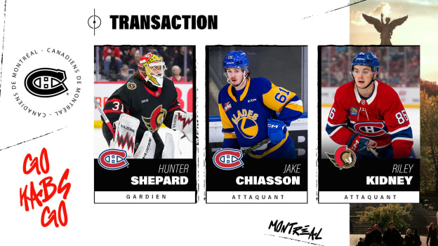 Les Canadiens acquièrent Hunter Shepard et Jake Chiasson des Sénateurs d’Ottawa