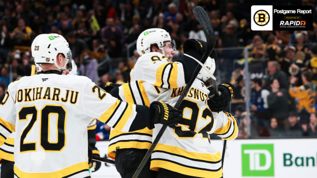 Zacha, Khusnutdinov Post Hat Tricks in 10-2 Bruins Win Over Rangers 