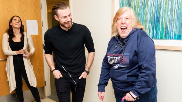 Philipp Grubauer Hockey Fights Cancer Hospital Visit 2019
